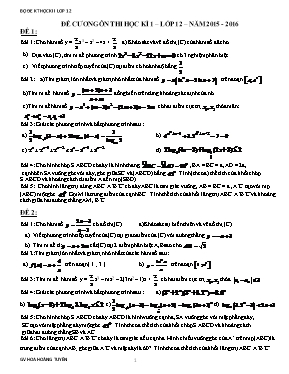 Đề cương ôn thi học kì 1  lớp 12 môn Toán